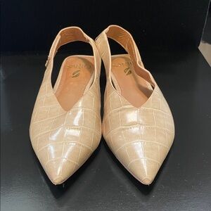 Franco Sarto Beige Textured Slingback Flats